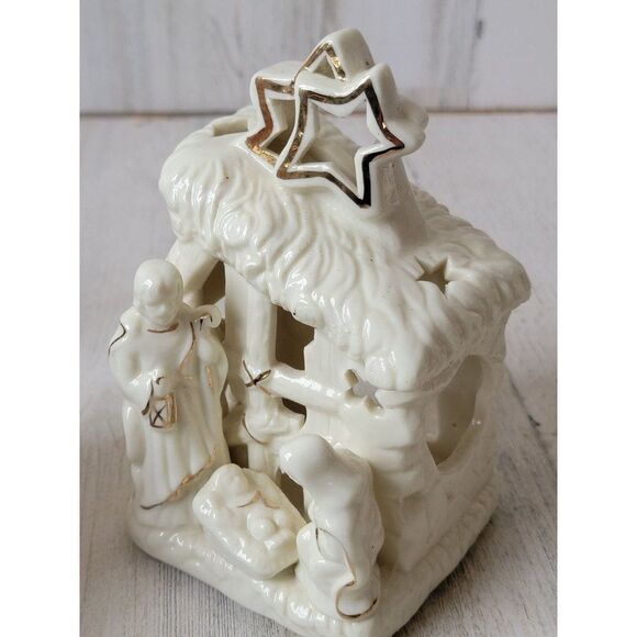 Ceramic nativity scene tea light candle holder Xmas figure - Picture 3 of 6